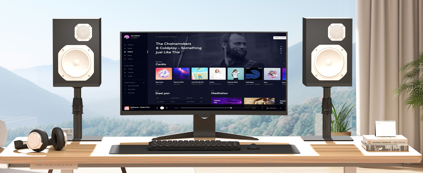 Підставка для колонок Suptek - 2 шт., чорний колір, 20 x 16.5 см, SDM003MB/SDM001T