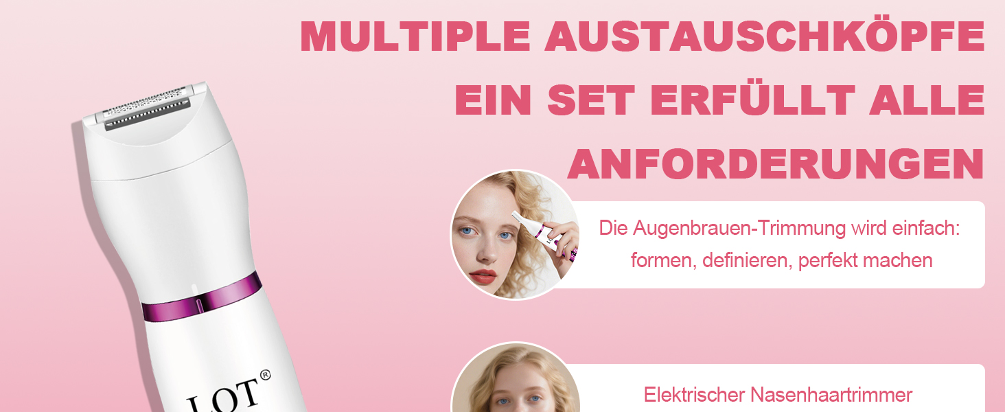 Електричний жіночий триммер 4-в-1 з LED-дисплеєм: для обличчя, брів, бікіні. Розроблено спеціально для жінок. Білий колір.