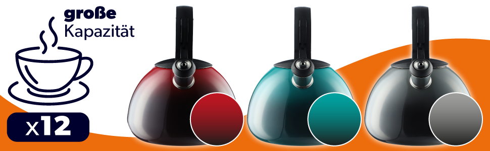 Чайник KADAX з нержавіючої сталі, 3л, з свистком, ретро-дизайн, блакитний