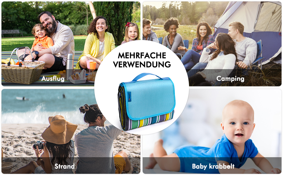 Плед для пікніка Muyans 200x300 см, XXL, водонепроникний, складний, з ручкою для саду, пляжу, кемпінгу