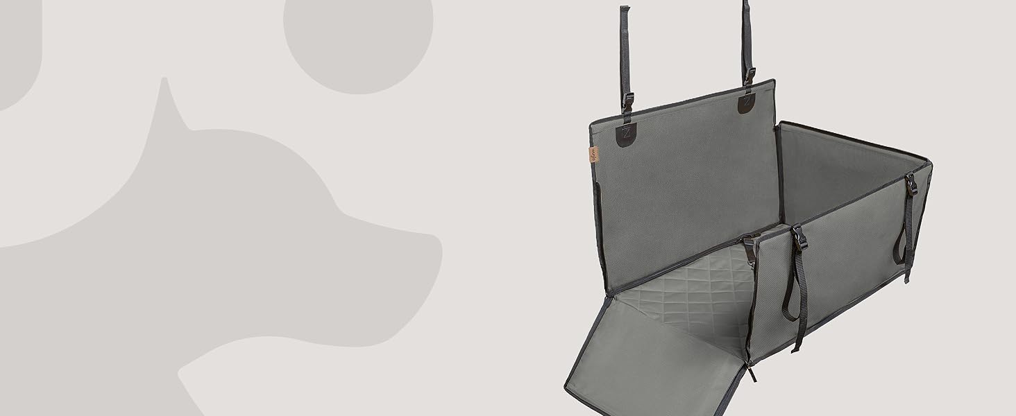 Автокрісло для собак Wuglo Extra Stabiler – безпечне та водонепроникне автокрісло для великих собак до 26 кг (сірий)