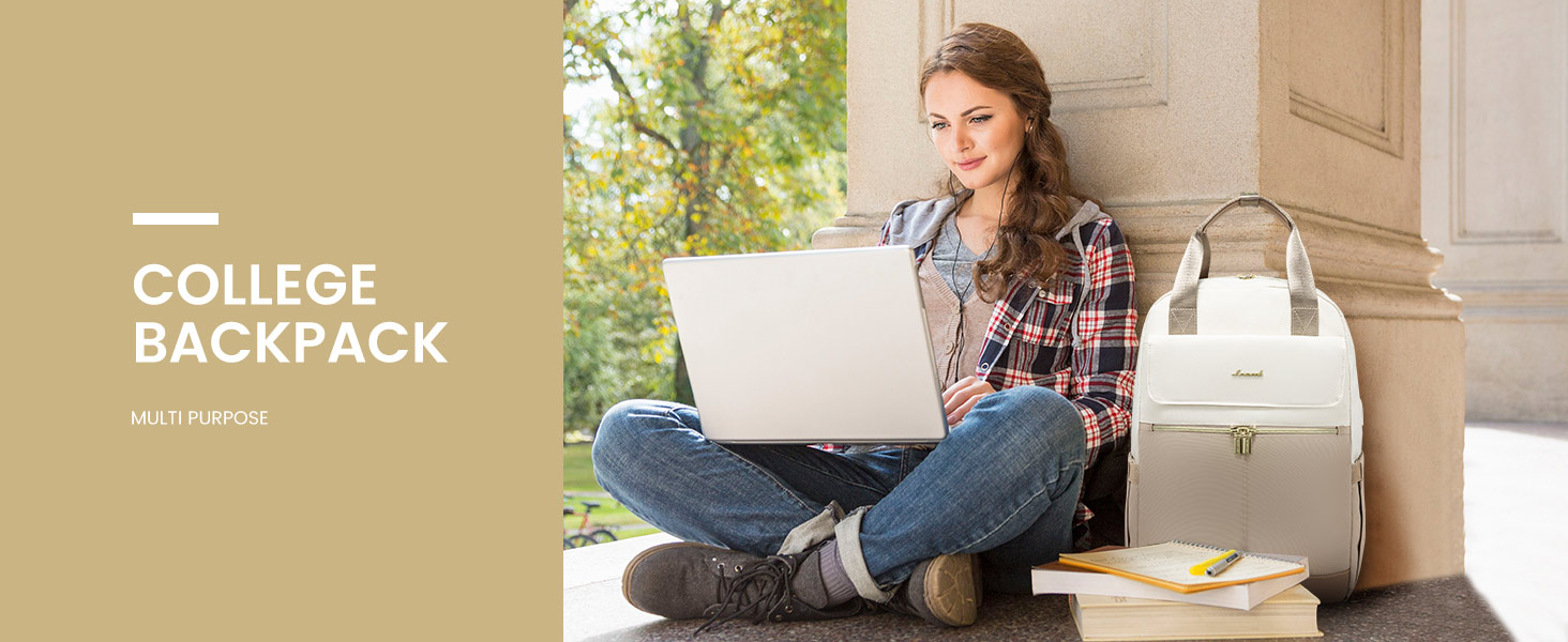 LOVEVOOK Рюкзак для жінок, 15.6 дюймів, рюкзак для школи, підліток, дівчина з відділенням для ноутбука, водонепроникний, міський, туристичний, щоденний, елегантний рюкзак для подорожей, школи, роботи (15.6 дюймів, Бежево-оливковий)