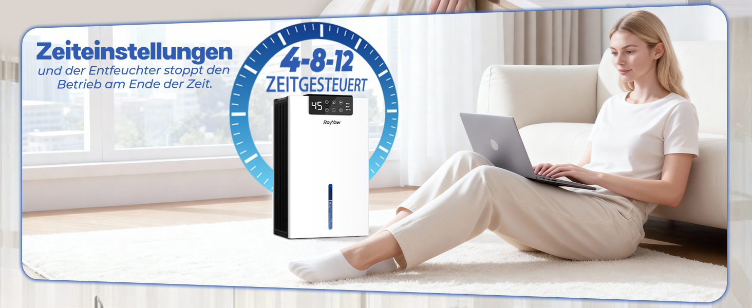 Електричний осушувач повітря 2700 мл з фільтром, LED дисплеєм та автовимкненням, білий