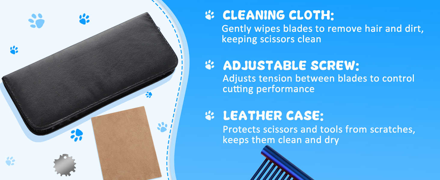 Професійний набір ножиць для грумінгу собак Moontay 7 дюймів (3 ножиці): вигнуті, прямі, розріджувачі (блакитний)
