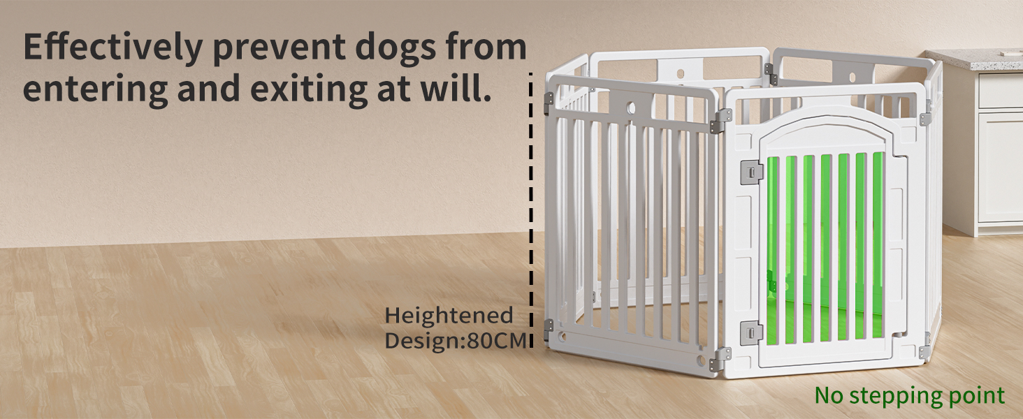 Вольєр для цуценят Gupamiga, розкладний вольєр для собак з дверима, вольєр для цуценят для квартири, міцний та гладкий, просте встановлення, білий (178 x 178 см), 8 штук (80 см)