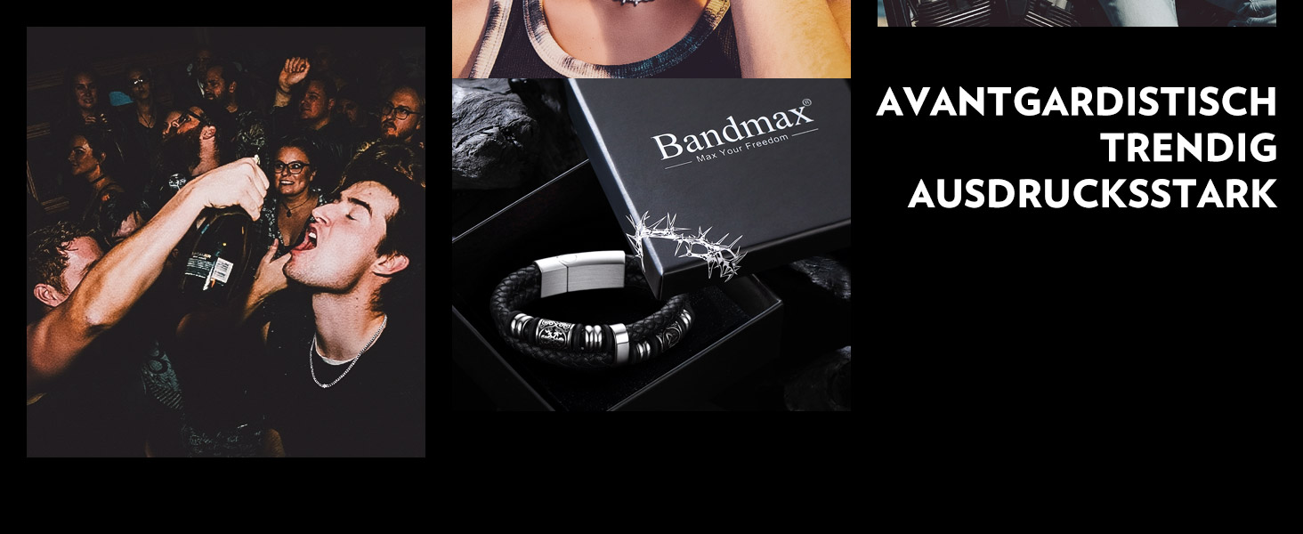 Чоловічий шкіряний браслет Bandmax з плетінням, чорний. Магнітна застібка, регульована довжина 19/21/23 см. Аксесуар для чоловіків у стилі вікінг.