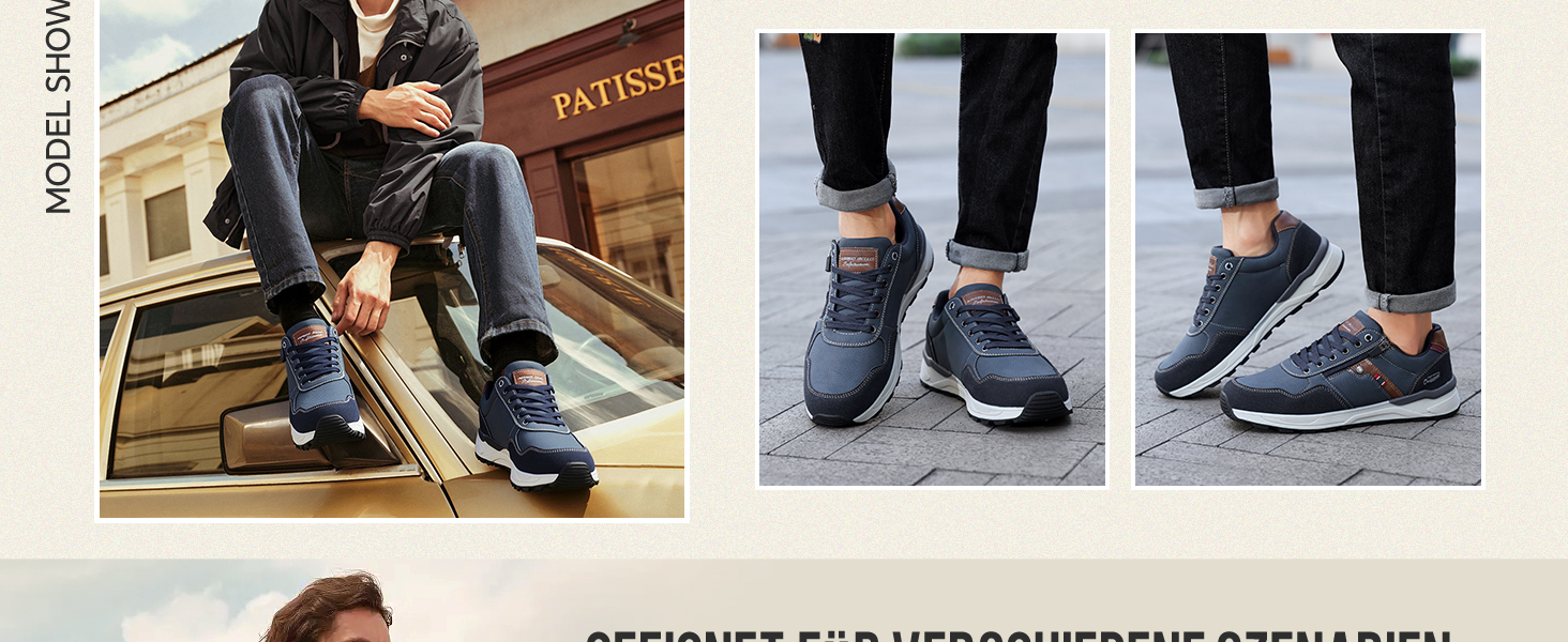 ARRIGO BELLO Кросівки для чоловіків: зручні, легкі, з блискавкою, для активного відпочинку та прогулянок. Розміри 41-46 (синій, 45 EU).