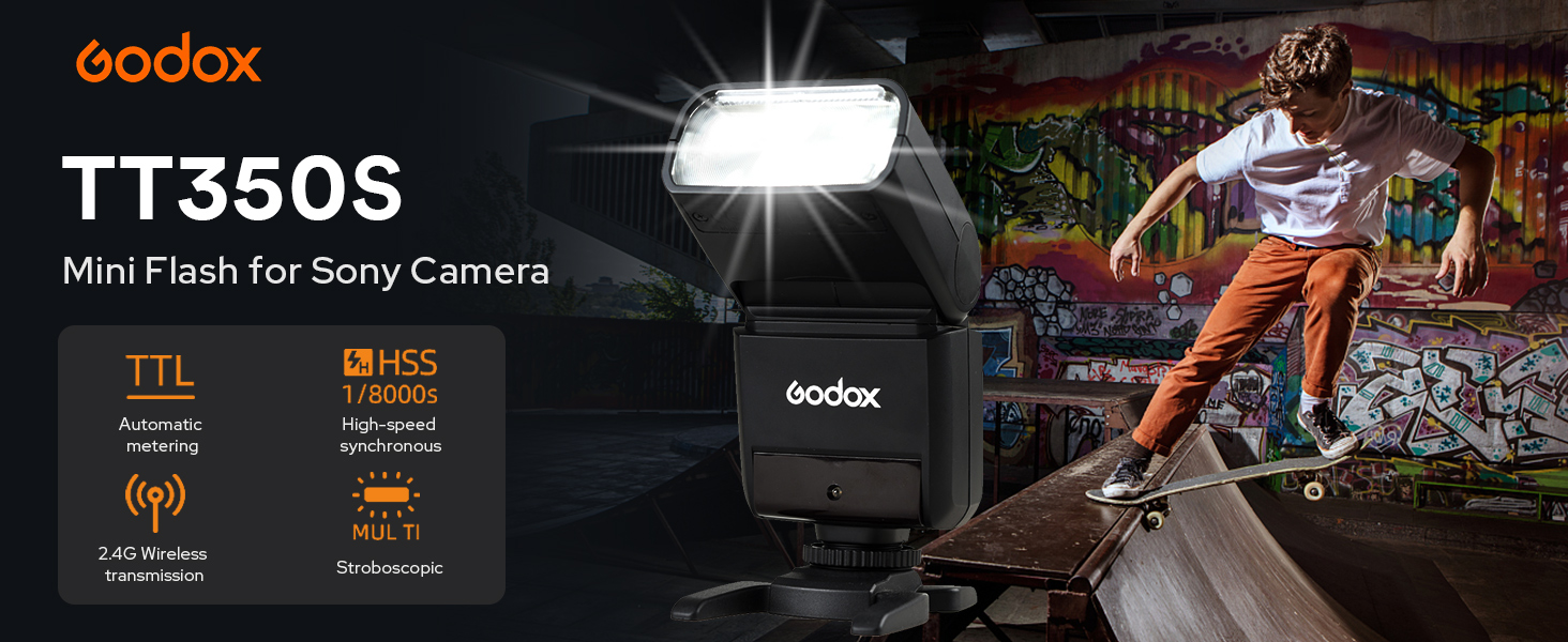 Спалах Godox TT350S TTL 2.4G HSS 1/8000s GN36 для Sony - Сумісний зі Sony Mirrorless