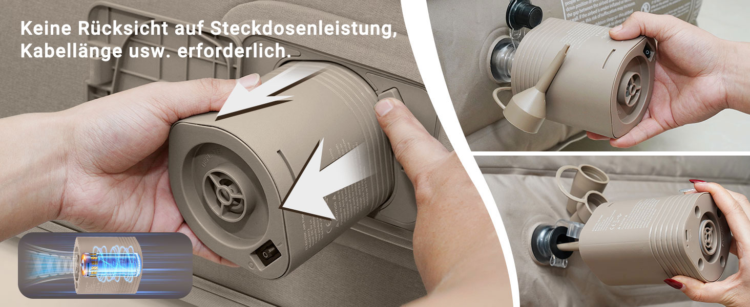 Надувне ліжко 2 персони, надувна матрац, самонадувна з портативним насосом, преміум тканина, антизнос, антишум. Підходить для кемпінгу та дому.