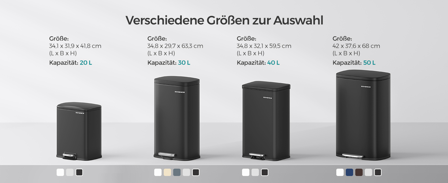 Відро для сміття SONGMICS з педаллю, 20 літрів, з м'яким закриттям, з внутрішнім відром, 15 мішків, металеве срібло LTB543E01