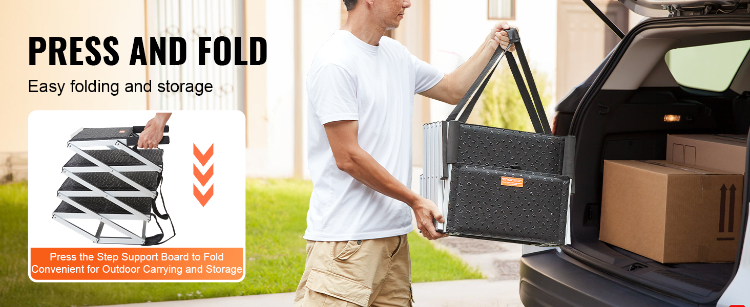 Сходинка для собак VEVOR: 5-ступенева автотреп'я для собак, легка алюмінієва конструкція, протиковзна поверхня, для авто, SUV та LKW