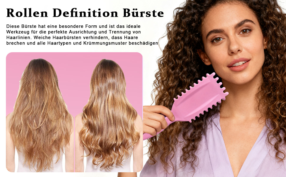 Щітка для завивки волосся Lockenbürste, рожева | Щітка для створення локонів, розплутування волосся для жінок