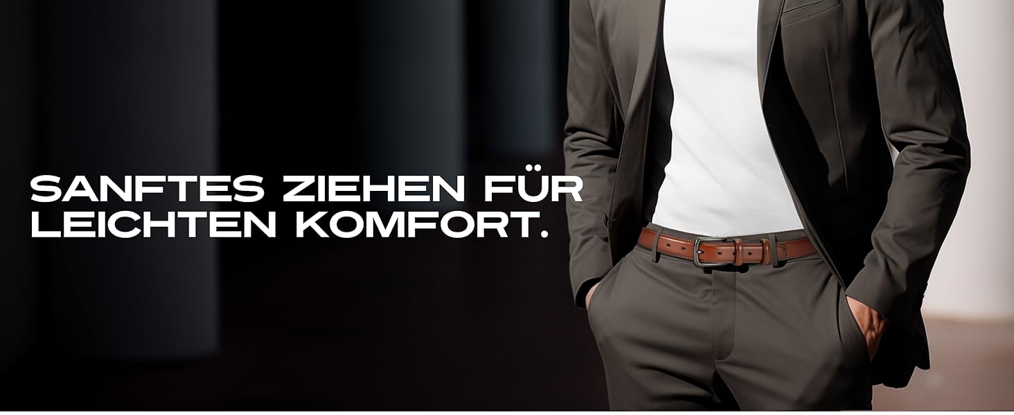 Чоловічий шкіряний ремінь CHAOREN 32 мм для ділового костюма та формального одягу, темно-коричневий, розмір 103 см