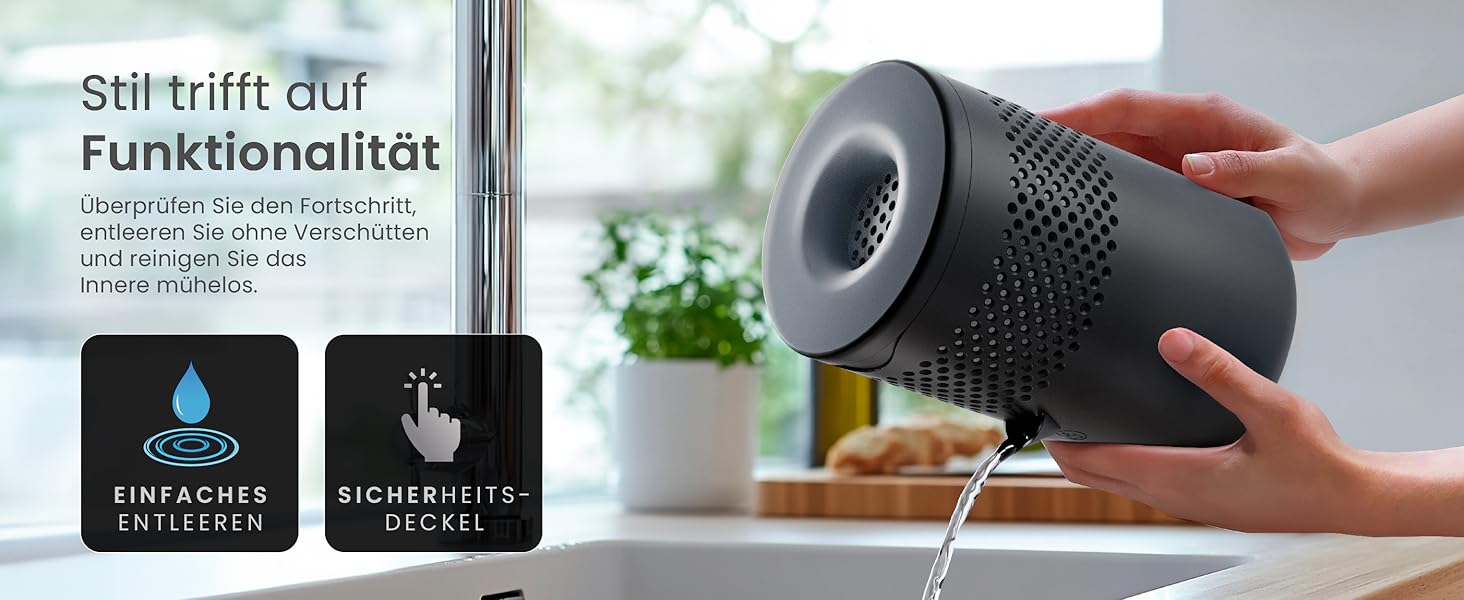 Зволожувач повітря Pro Breeze Osmo – тихий, з можливістю поповнення – для дому, спальні, шафи, авто – міні-зволожувач без живлення – таблетка 700g (до 100 днів) чорний