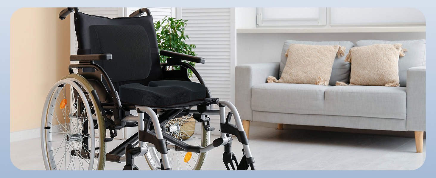 Ортопедична подушка для сидіння Feagar з memory foam, ергономічна подушка для офісного крісла, інвалідного візка, автокрісла, подушка для куприка, чорна (набір, XL (90-150 кг))