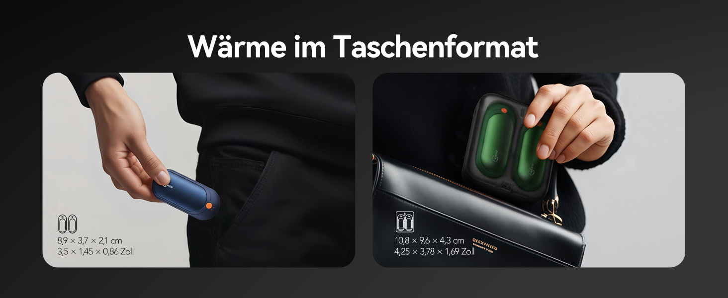 Електричні грілки для рук 2 шт. з акумулятором 2000mAh, 10000mAh зарядний пристрій, 5 режимів нагріву, USB, до 24 годин, для дітей, чоловіків, жінок (зелений, кишеньковий)