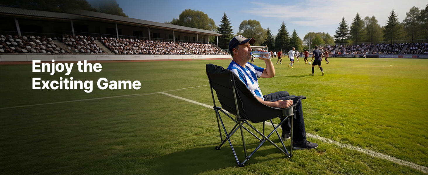 Кемпінговий стілець VEVOR великий, складний - до 204 кг, з підсклянниками, для риболовлі, пікніка, чорно-сірий