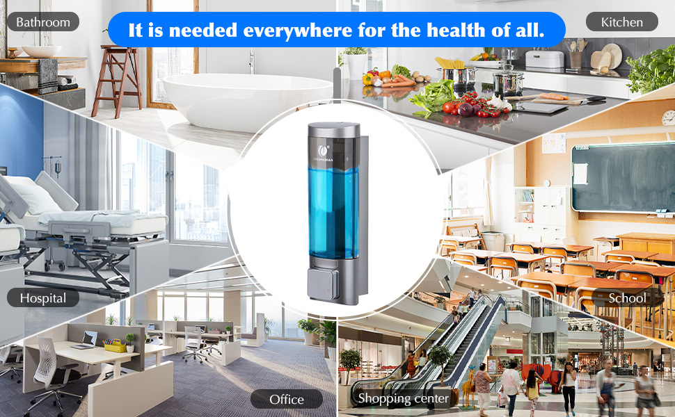 Дозатор мила настінний без свердління REAQUE, 200 мл, для душу, шампуню, дезінфікуючого засобу, мила, чорний