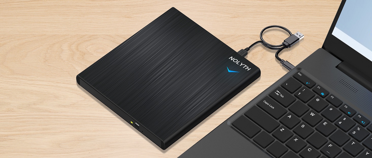 Зовнішній CD/DVD-привід USB 3.0 Type-C з аудіовиходом та USB-портами, тонкий DVD-RW плеєр та записувач для ноутбука, MacBook, Apple, чорний