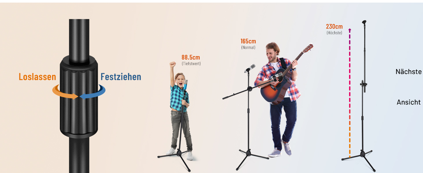 Підставка для мікрофона 2-в-1 з трьома кліпсами для кабелів, для вокалу, сцени, конференцій та презентацій, розширювана, CY0311 (з лебединою шиєю)