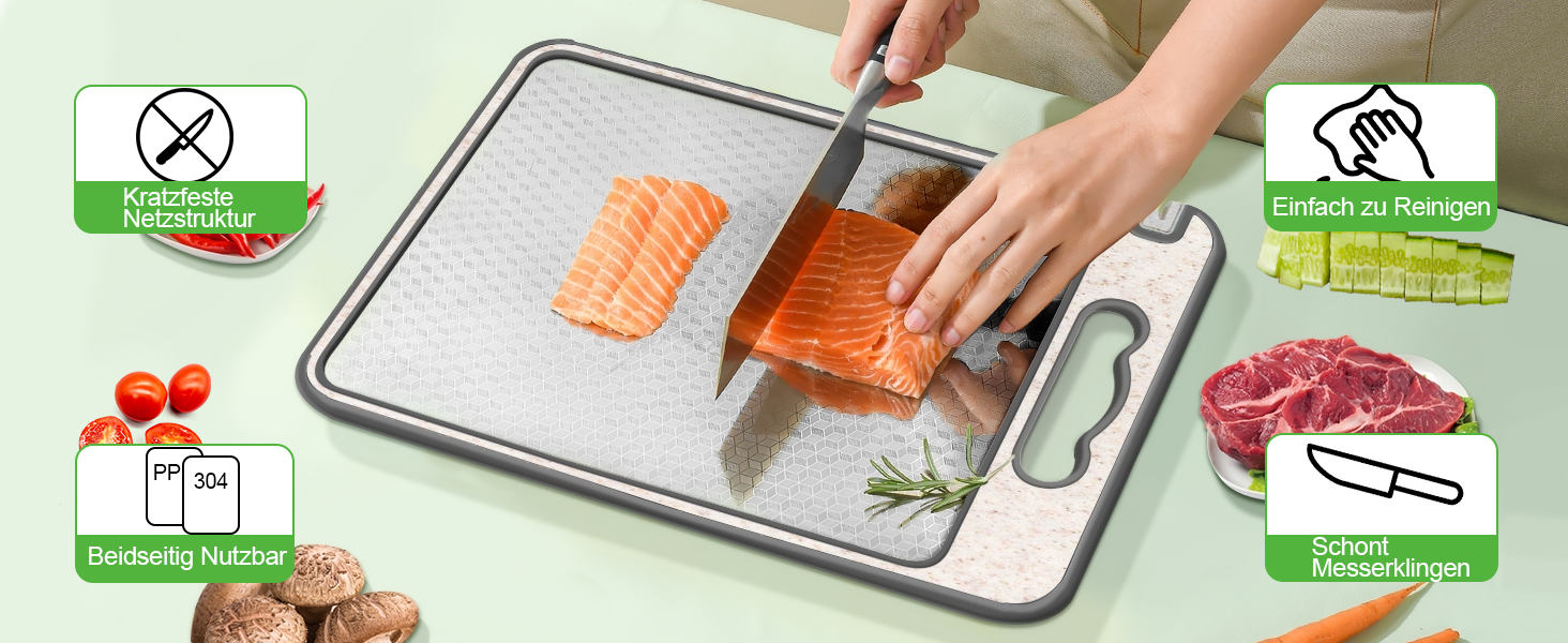 Нержавійна дошка для нарізання, двостороння, з сіткою, з канавкою для соку, з антиковзким бортиком, придатна для миття в посудомийній машині