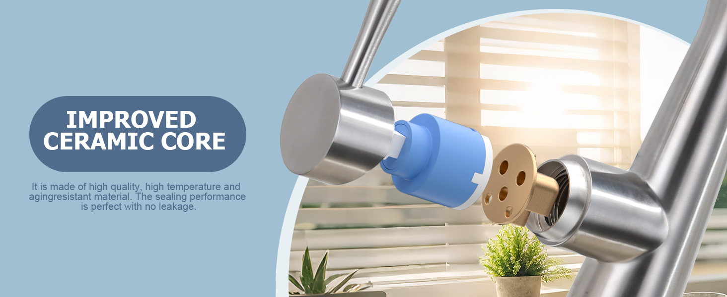 Змішувач кухонний iVIGA висувний з дозатором, водоспад, 360° поворот, 3 режими, щітене нікель