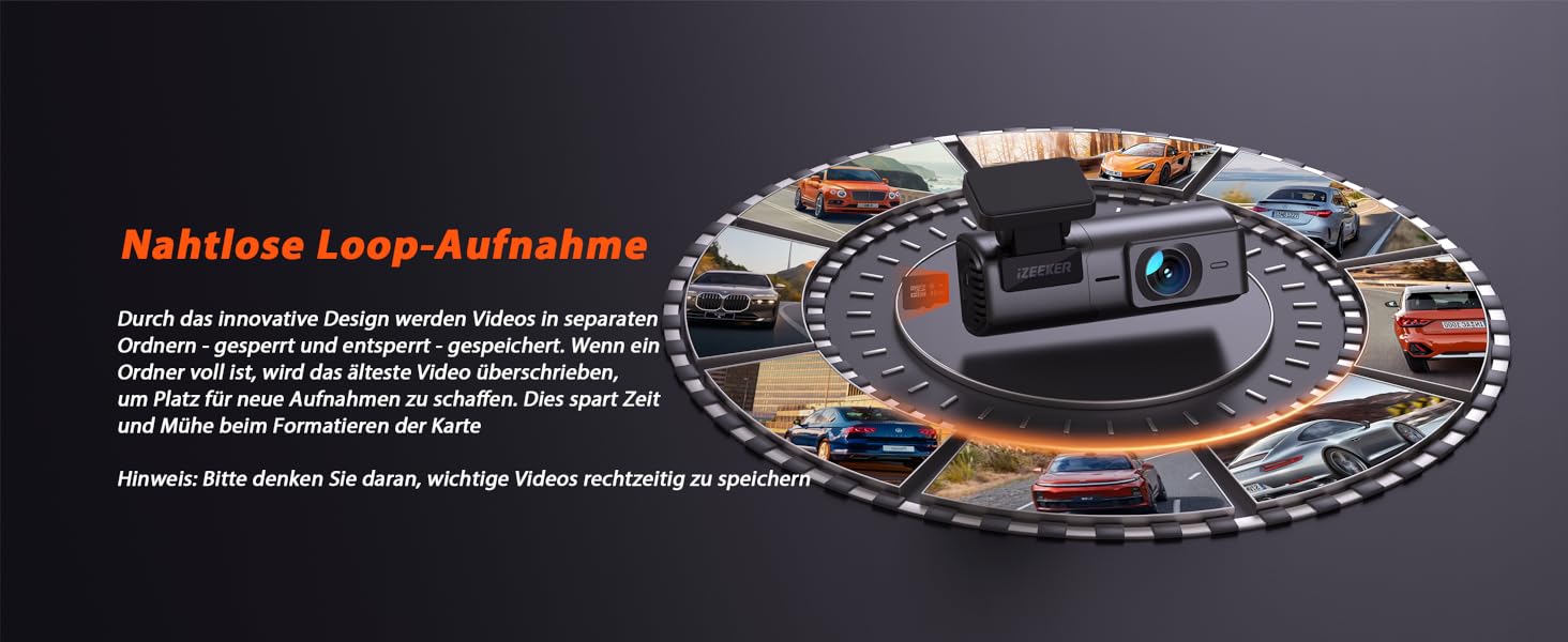 iZEEKER Dashcam 2.5K: Автомобільна камера з Wi-Fi, 1440P, 32GB, Нічне бачення, WDR, G-сенсор, Loop-запис, Паркувальний режим 24/7