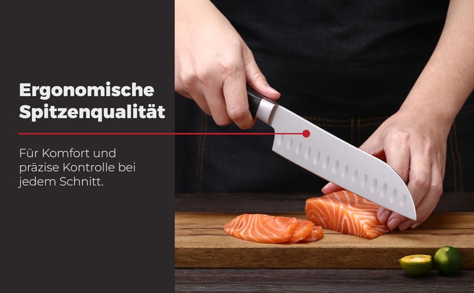Master Maison 19-Piece Premium Kitchen Knife Set with Wooden Block | German Stainless Steel Cutlery Set with Sharpener & 8 Steak Knives