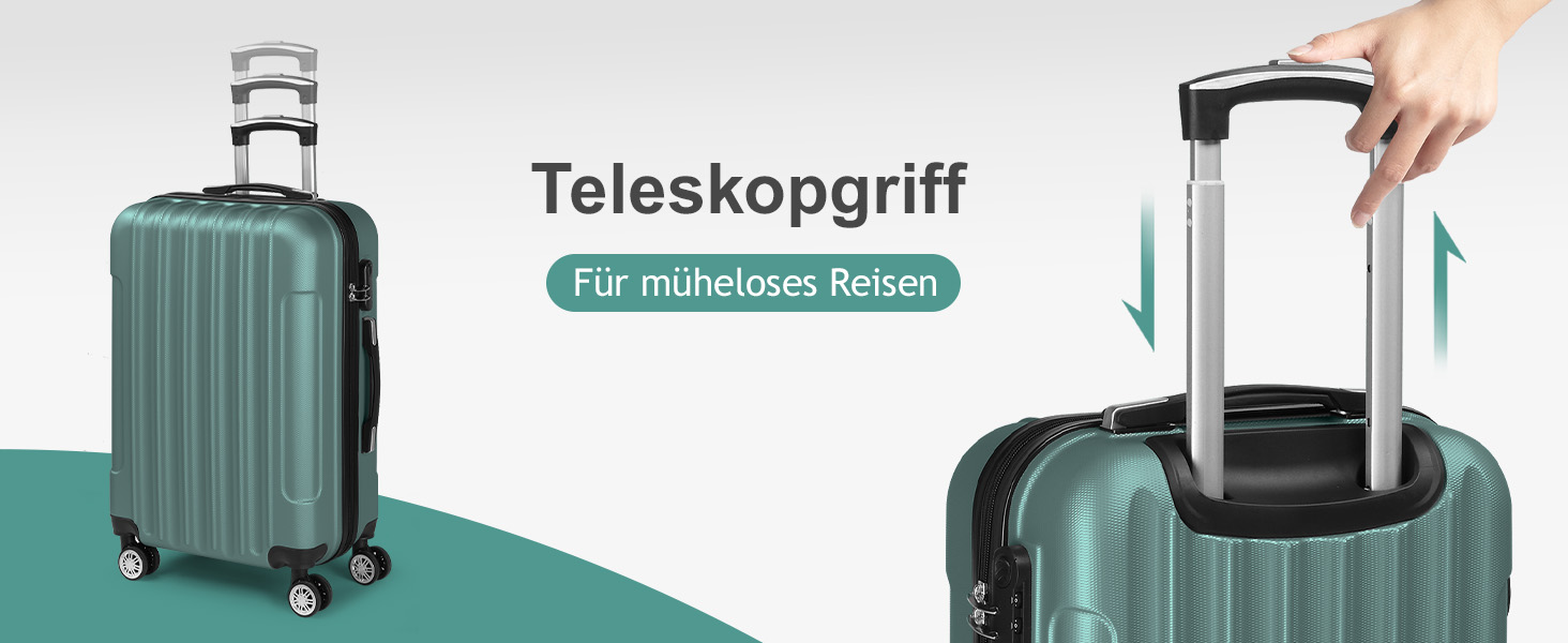 Набір валіз LEADZM 4 шт. з ABS, для подорожей, з телескопічною ручкою, ручна поклажа (Турквіс, смугастий)