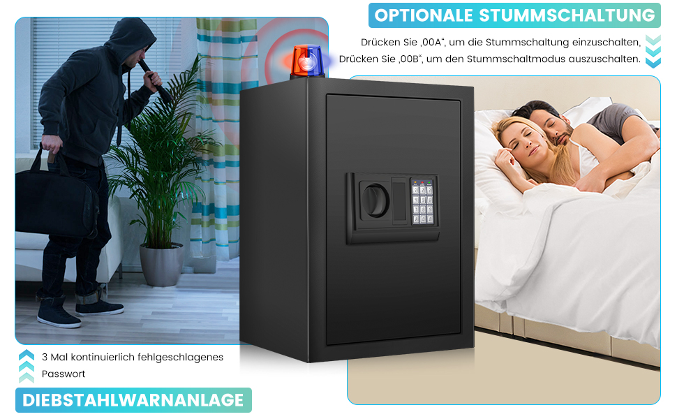 Великий сейф 50л для дому: вогнестійкий, водонепроникний, з ключем та кодовим замком. Сейф для ювелірних виробів, документів, грошей. Вбудована сигналізація, настінний сейф.