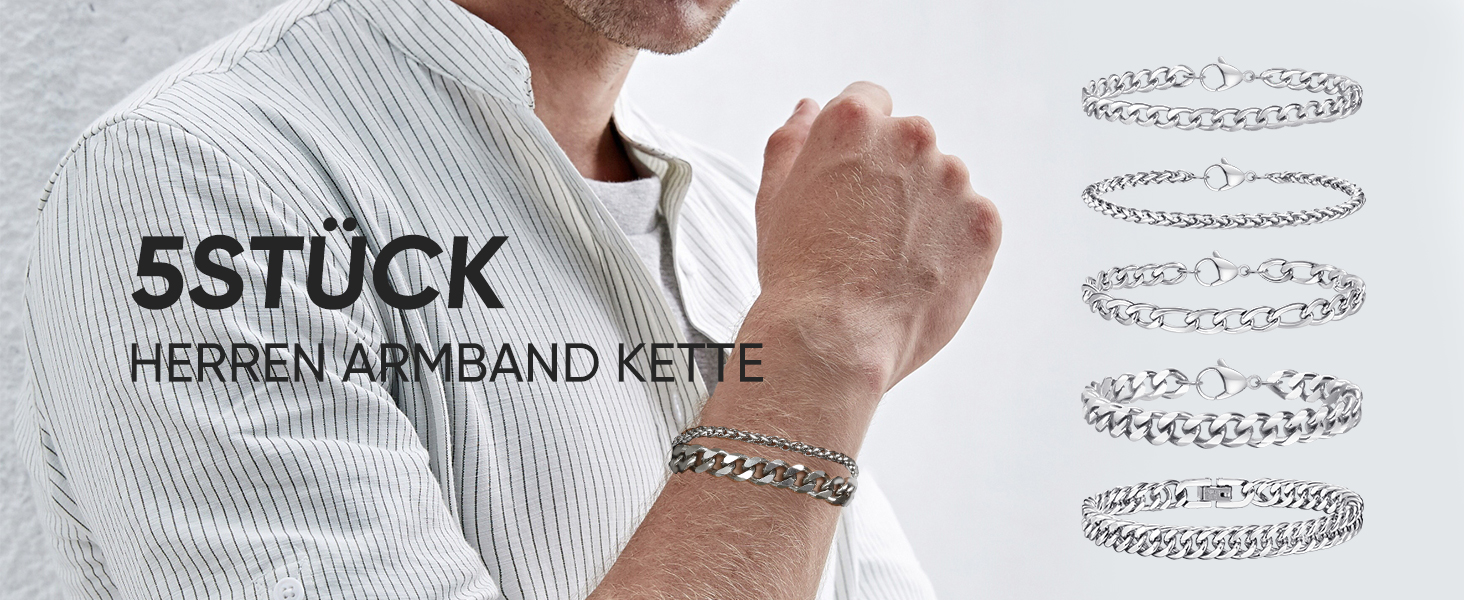 Чоловічий браслет TempBeau: срібно-чорний, з нержавіючої сталі, 19/21 см, панцерна ланцюг, стильний аксесуар для чоловіків, подарунок для тата/друга