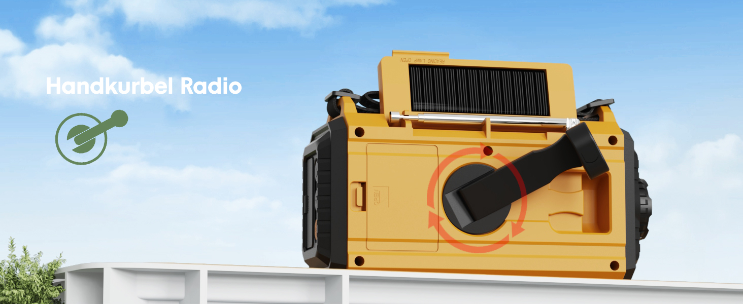 Радіоприймач Kurbelradio 12000mAh з сонячною панеллю та ручкою, AM/FM/SW, USB-зарядка, ліхтарик, SOS-сигнал, для кемпінгу та надзвичайних ситуацій, зелений