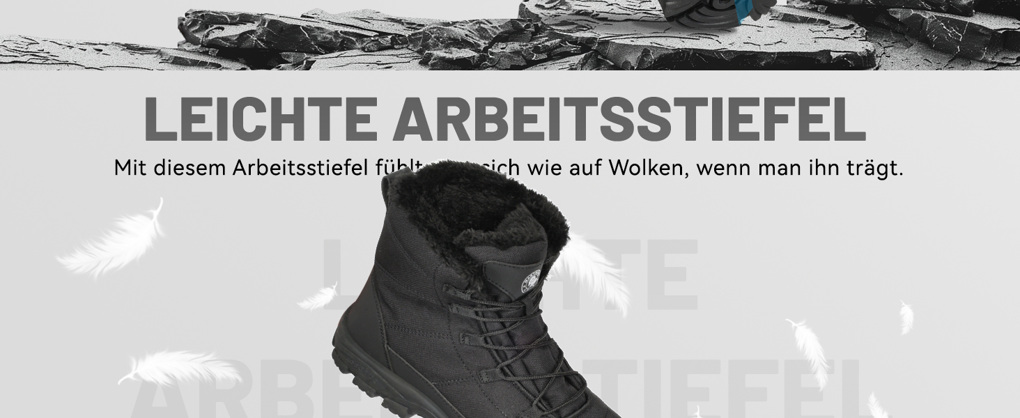 Зимові робочі черевики ANGRYRAM для чоловіків та жінок. Теплі, з металевим підноском, неслизькі, чорні. Розмір 44 EU