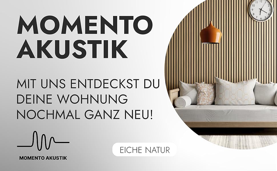 Акустична панель Momento з натурального дуба 240x50 см, білий фетр — декоративна 3D стінова панель-ламель для інтер'єру, Made in Germany