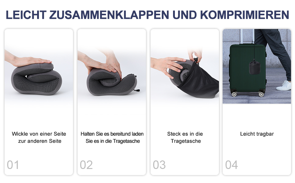 Подушка для шиї у подорожах: м'яка піна пам'яті, бавовна, U-подібна форма, з чохлом, для автомобіля, літака, офісу (сіра)