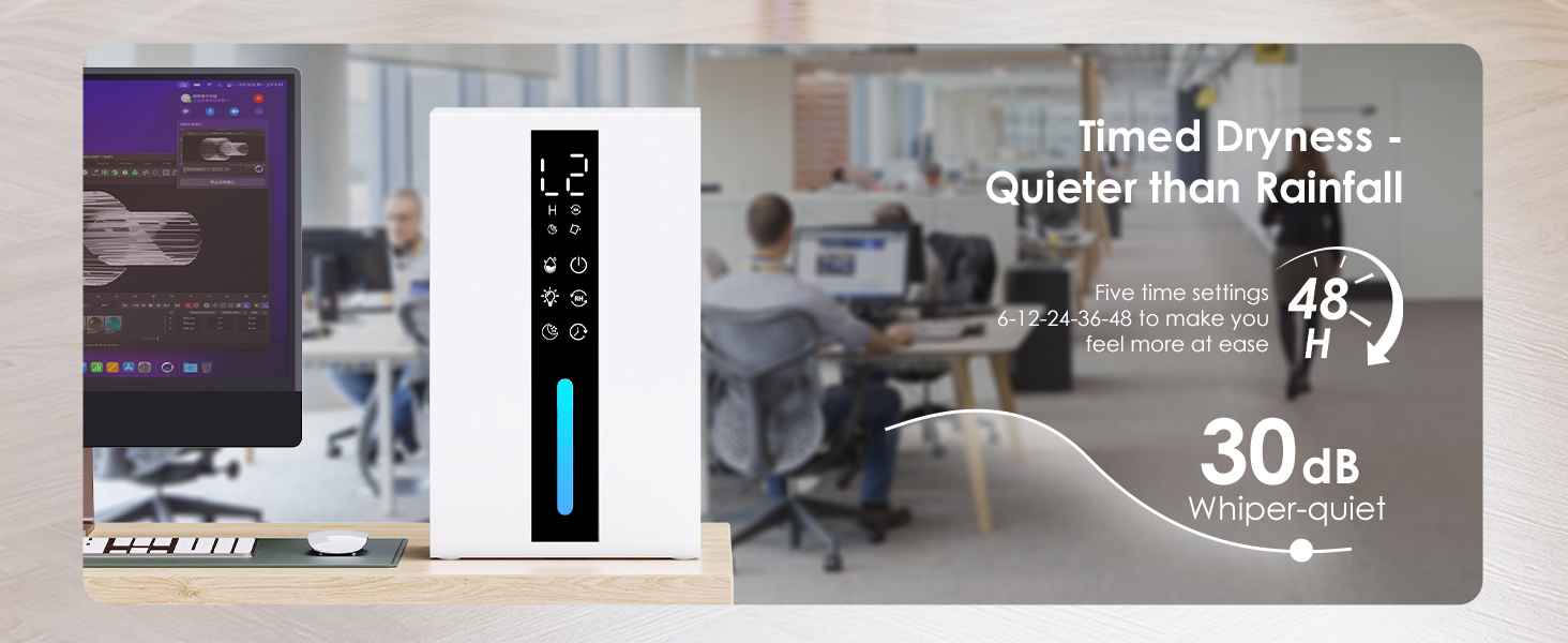 Електричний осушувач повітря 1,8L, 2 режими, таймер, LED, для ванної, спальні, гуртожитку 1800 мл