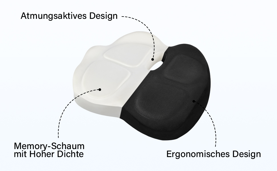 Ортопедична подушка для сидіння з Memory Foam для офісного крісла, авто та інвалідного візка, чорна. Зняття тиску на куприк, комфорт.