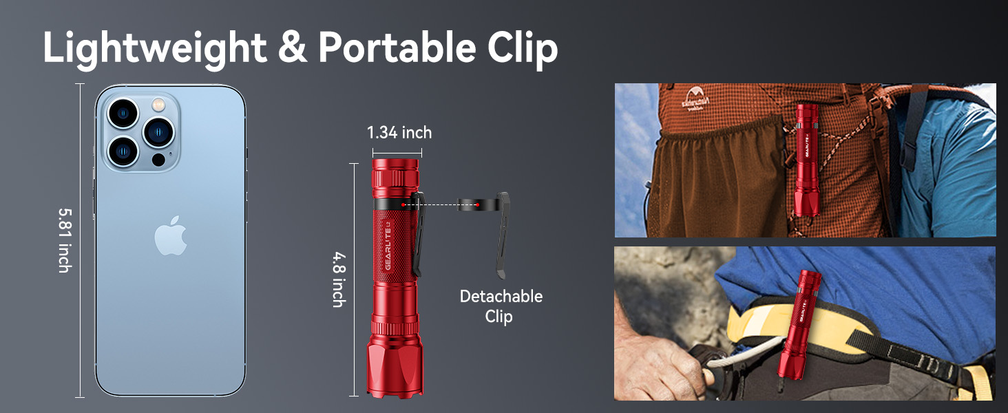 Ліхтар LED Gearlite акумуляторний, 3000 люмен, тактичний, водонепроникний (IP65), 3 режими, для кемпінгу, риболовлі, активного відпочинку