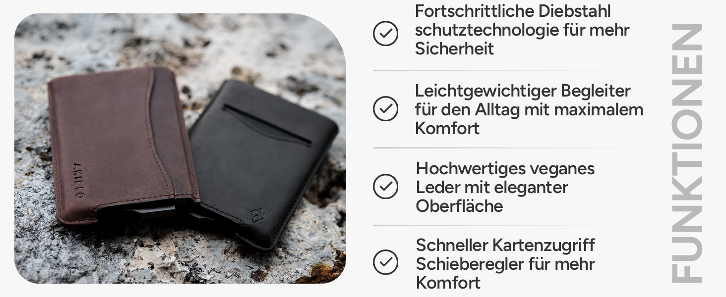 Кластинка для карт з RFID захистом та подарунковою коробкою – Мінімалістичний гаманець для чоловіків – Компактний гаманець з безконтактним захистом карт (Alpha Collection) (12. Шкіряна випуск сірого кольору)