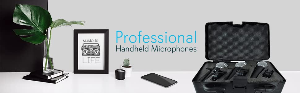 Професійний мікрофонний комплект Pyle (3 шт.) - кардіоїдний, з XLR-кабелем та кейсом