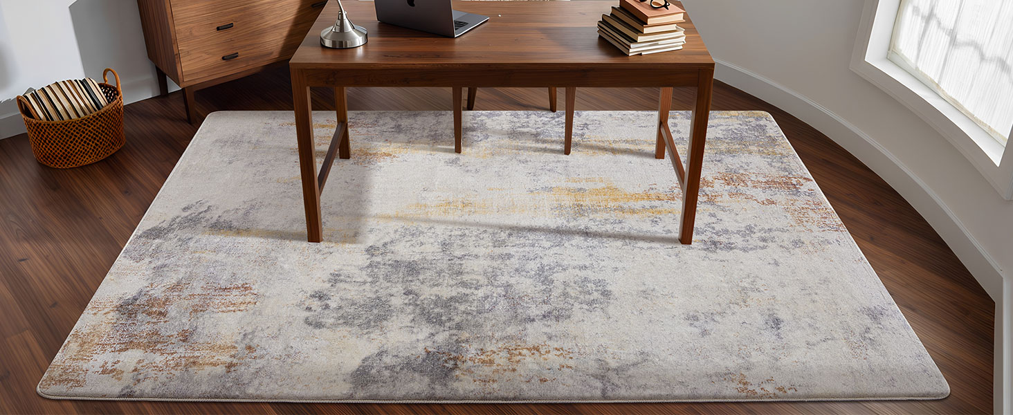 Теплый ковер для гостиной, спальни, столовой, нескользящий, мягкий ковер с коротким ворсом, абстрактный серый стильный ковер для легкой чистки (Абстрактный серый, 160 x 200 см).