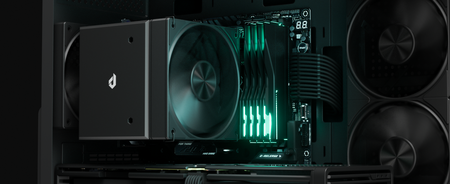 upHere Система охолодження CPU Dual Tower з 6 теплових трубок, 2 x 120мм вентилятори PWM, сумісна з AMD AM4 AM5/Intel 2011/2066 (X79/X99), для ПК, UE2K6