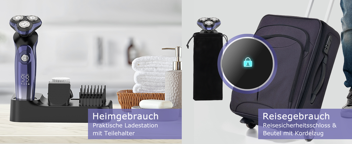 Електричний гоління для чоловіків Amurhey 5-в-1, тример для бороди, 3 насадки, 99 хв роботи, для мокрого та сухого гоління, станція зарядки, подарунок для чоловіків