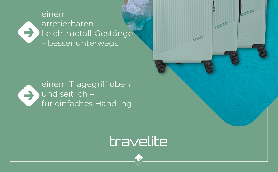 Чемодан Travelite Bali 77 см, 96 літрів, ABS, TSA-замок, Mint (Великий)