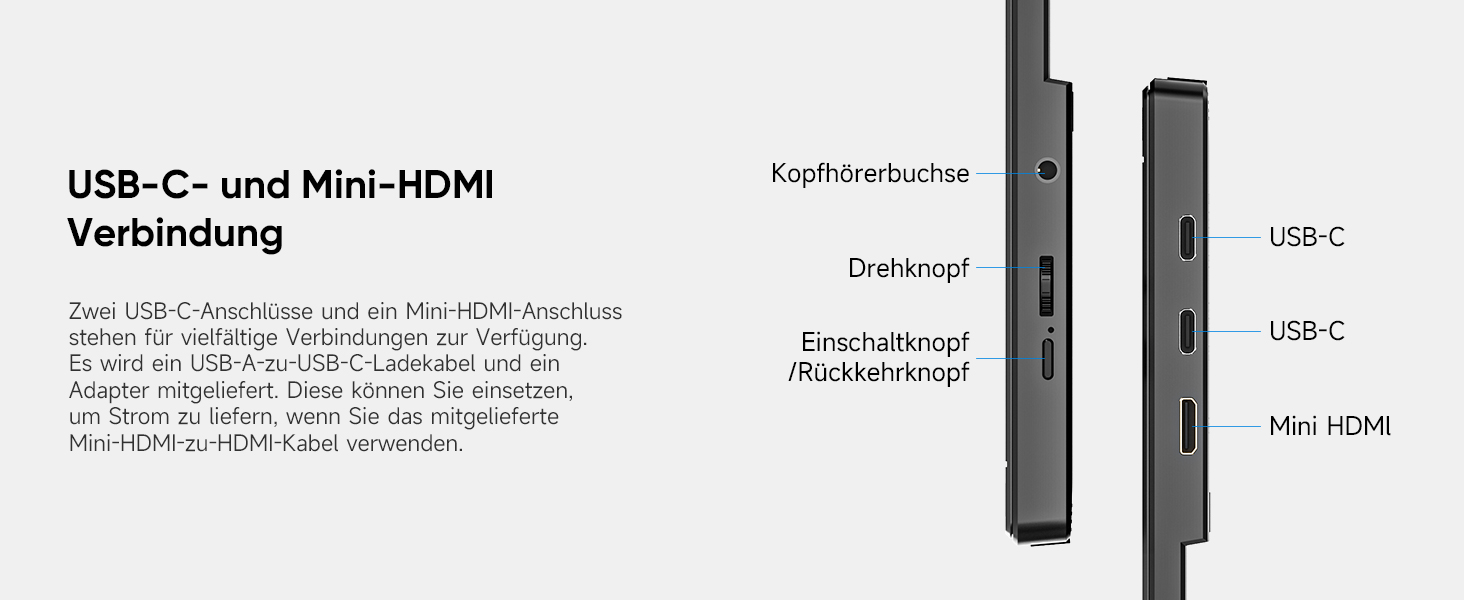 Портативний монітор 15.6 дюймів, 1080P FHD з підставкою, IPS екран з динаміками, тонкий додатковий монітор для ноутбука/ПК/Mac/PS4/Switch, USB-C/HDMI