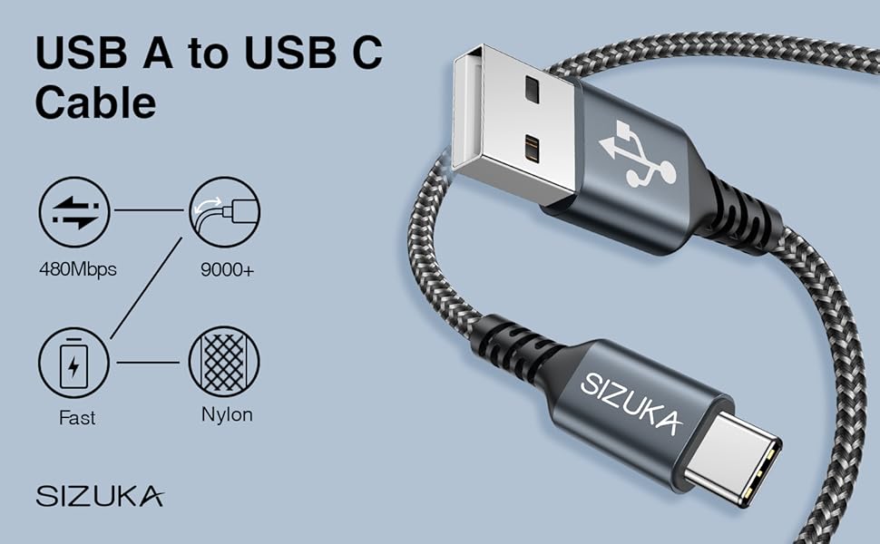 Кабель USB-C [3 шт, 2 м] для Samsung Galaxy: швидка зарядка, 2 м + 2 м + 2 м