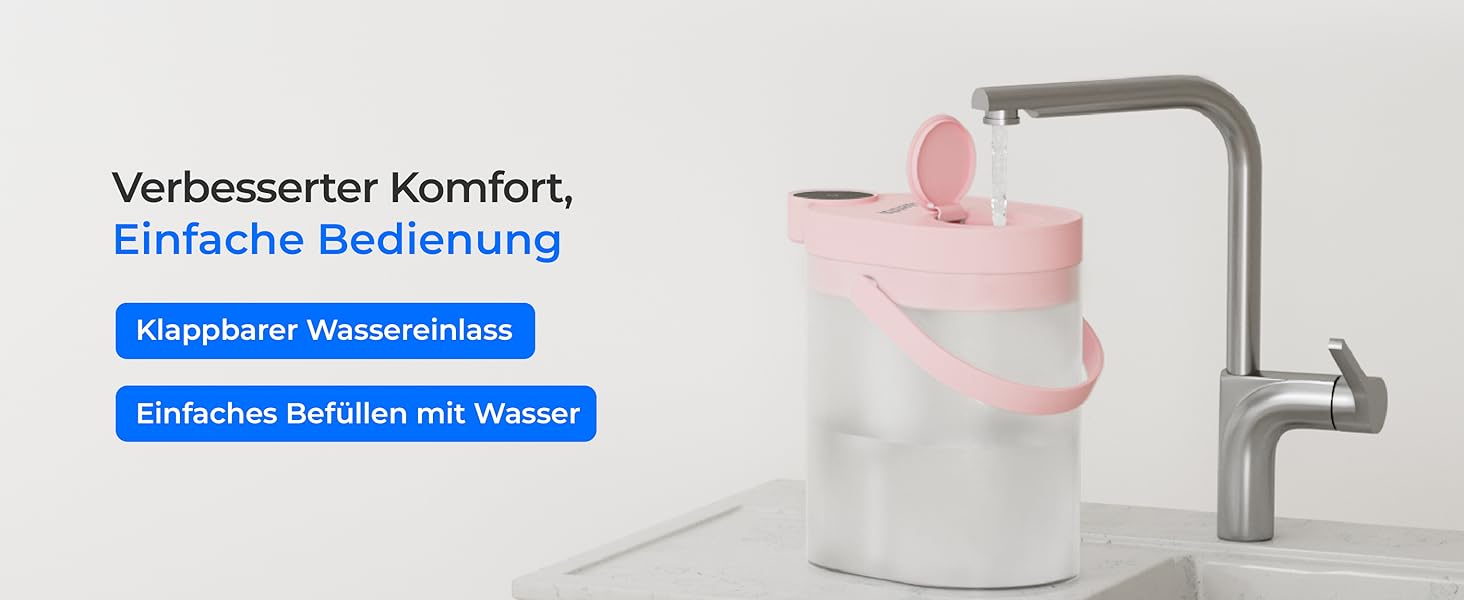 Електричний фільтр-глечик для води Waterdrop FreshTaste, 4 л, зменшує накип, хлор, свинець, мідь, очищає воду, рожевий, для холодильника