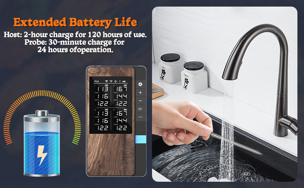 Беспроводний термометр для м'яса 4 шт. з Bluetooth, водонепроникний IP67, для приготування на грилі, в духовці, мангалі, ротатерії, фритюрниці