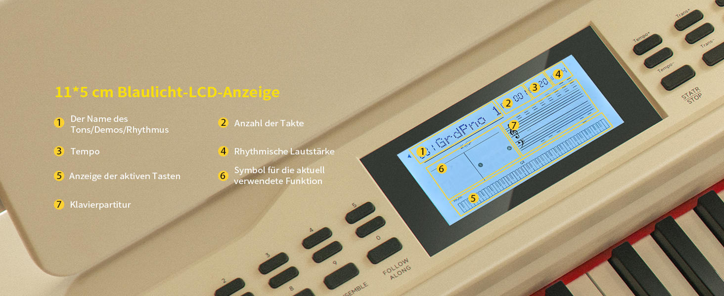 Цифрове піаніно Donner DDP-95 для початківців з 88 важними клавішами, бездротове підключення, LCD дисплей, 610 тембрів, 600 ритмів, 3 навчальні режими, біле