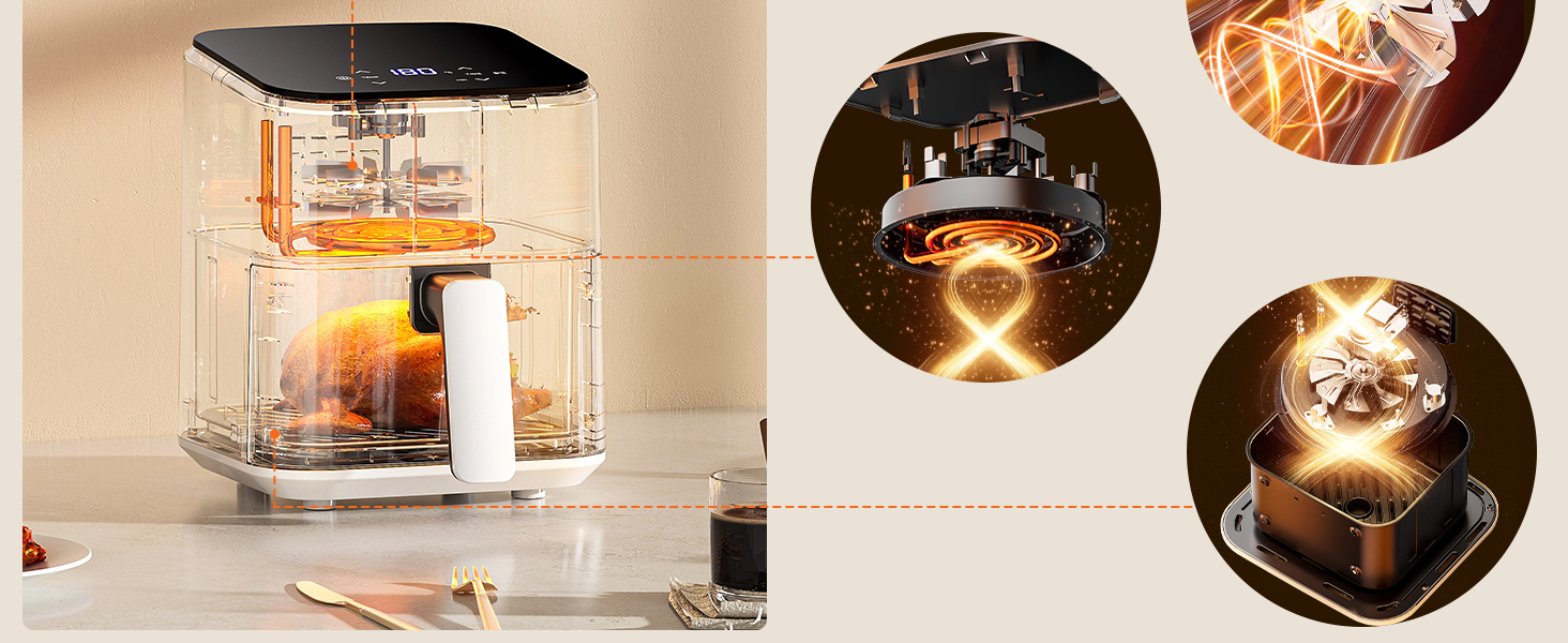 Фритюрниця Deime з гарячим повітрям 2.5 л, компактна цифрова Airfryer для випікання, розігріву та смаження, антипригарне покриття